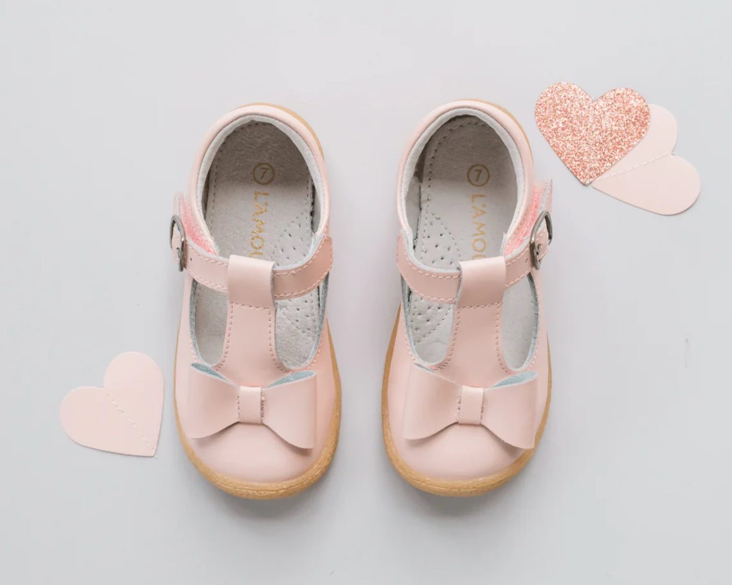 L’Amour Emma Bow T-Strap F-340 - Pink