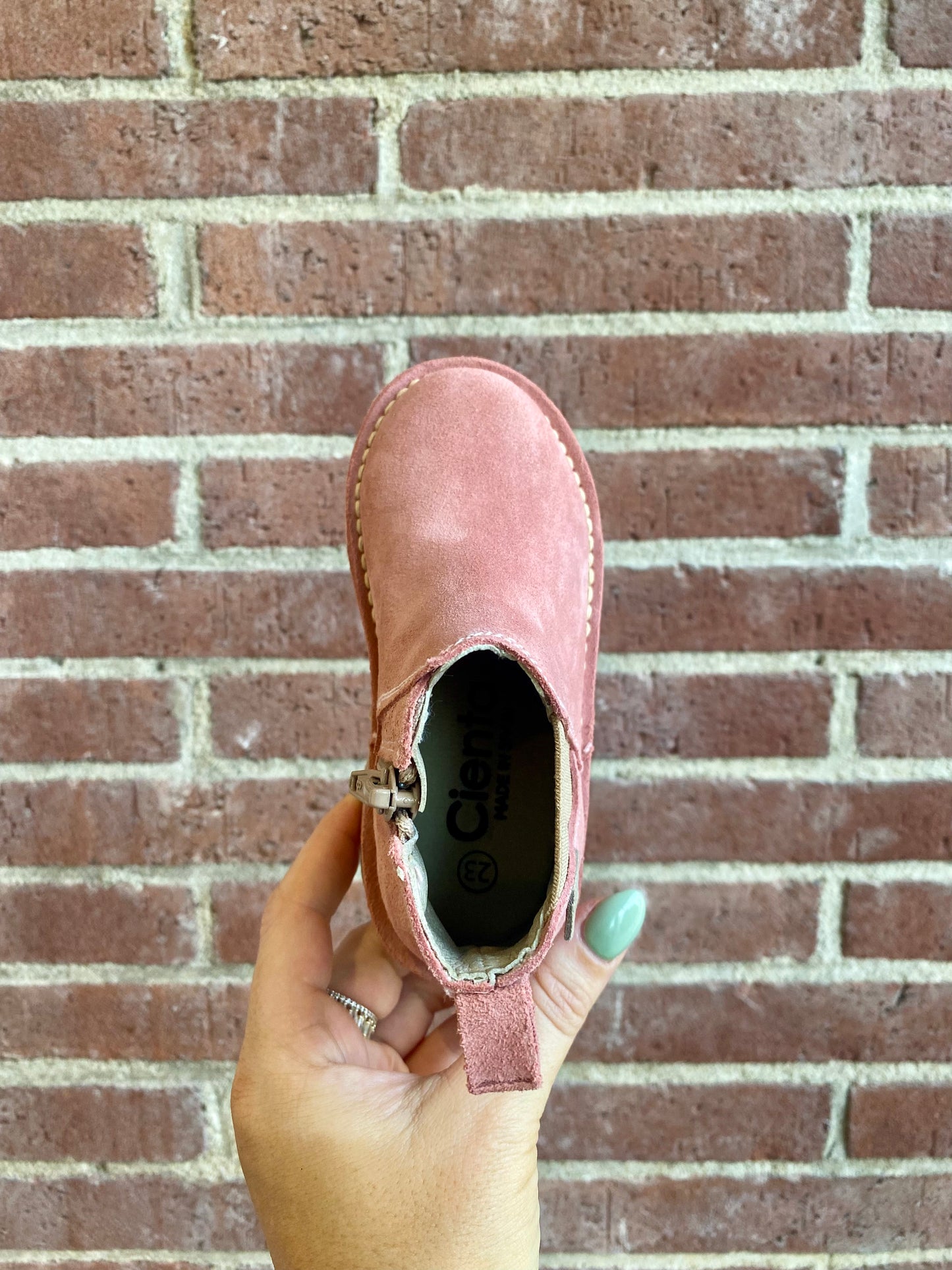 Cienta Pink Suede Boot