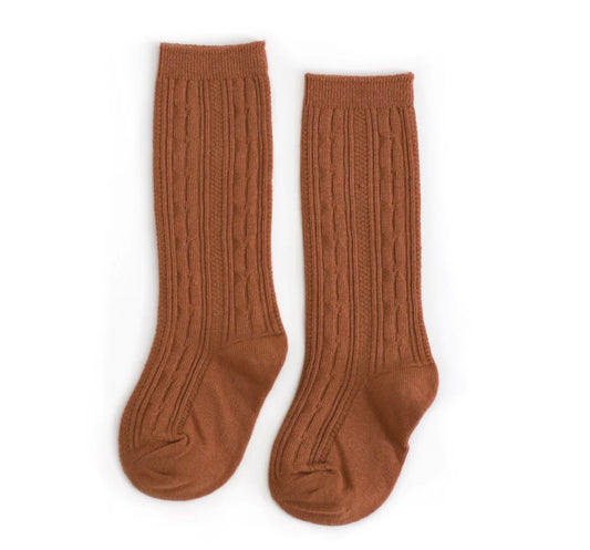 Little Stocking Co. Cable Knit Knee High Sock- Sugar Almond