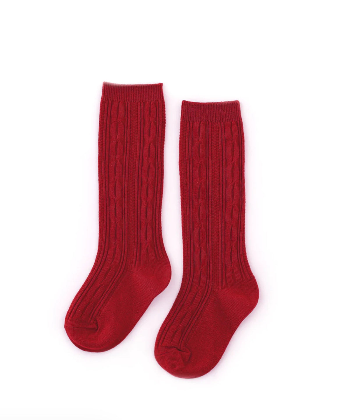 Stocking Co. Cable Knit Knee High Sock- Cherry