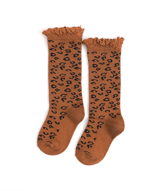 Little Stocking Co. - Lace Top Knee High - Leopard