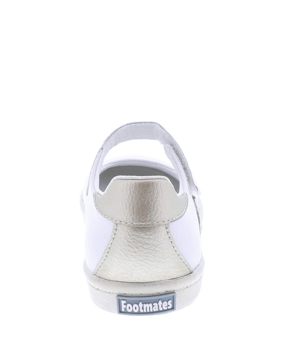 Footmates Stella - White Leather with Gold Star