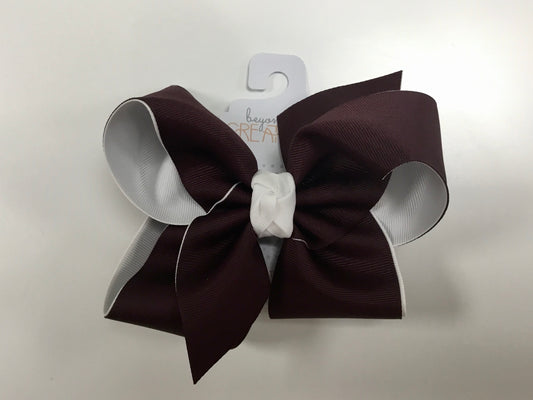 Beyond Creations Collegiate XL Layered Bow - Burgandy/White