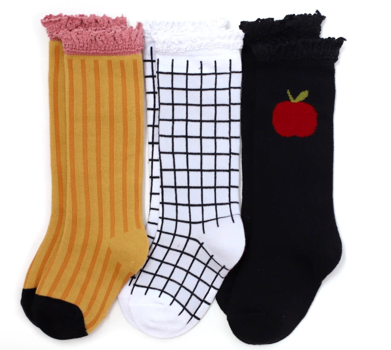 Little Stocking Co. Lace Top Knee High Sock - 3-Pack Back to School