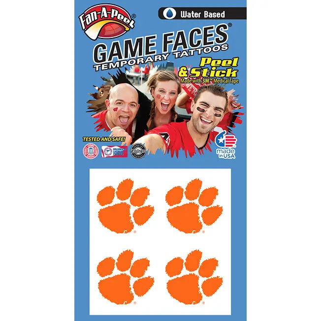 Clemson  Game Faces - Temporary Tatoos