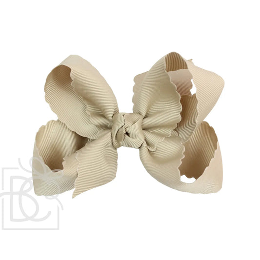 Beyond Creations 4.5” Large Scalloped Bow - Oatmeal