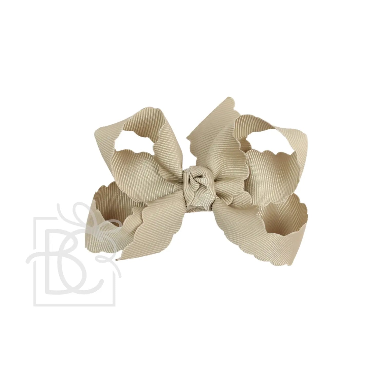 Beyond Creations 3.5” Medium Scalloped Bow - Oatmeal