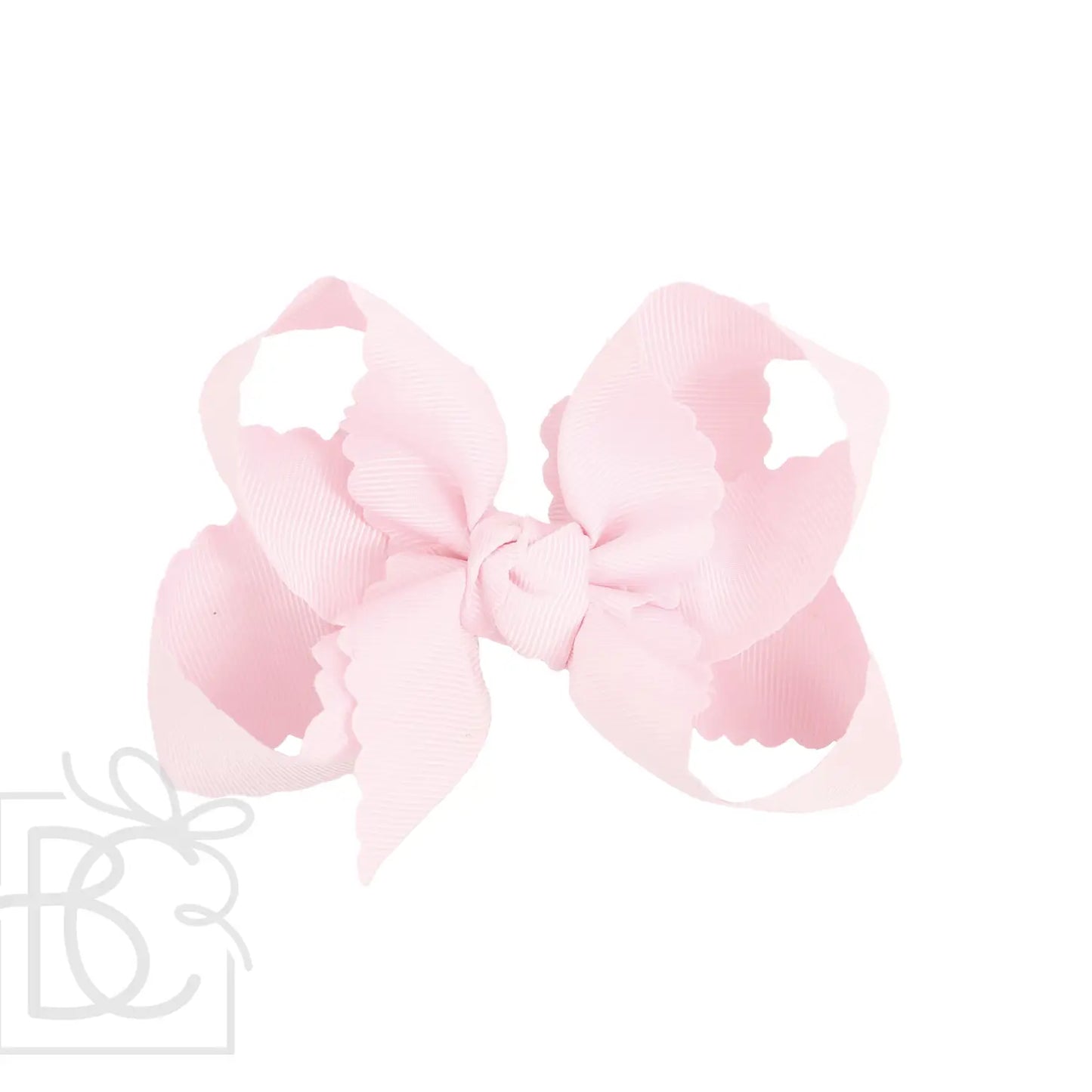 Beyond Creations 4.5” Large Scalloped Bow - Powder Pink