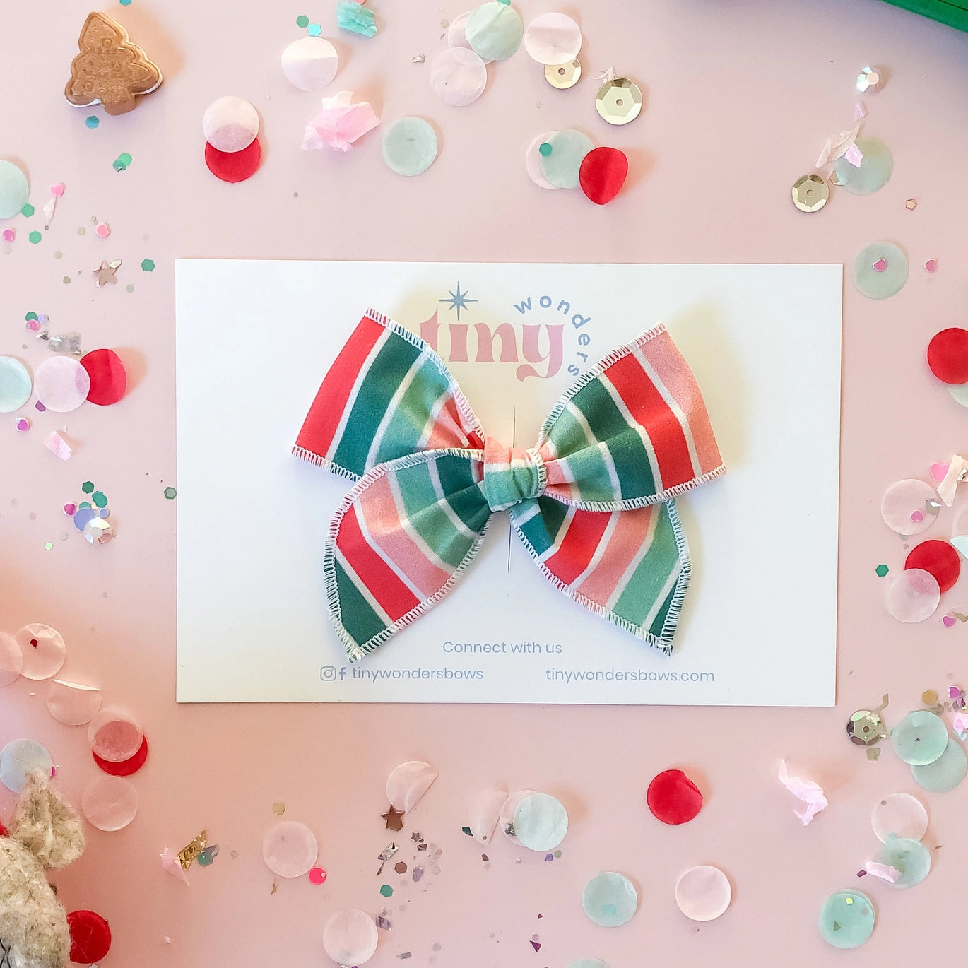 Tiny Wonders - Christmas Stripes Bow