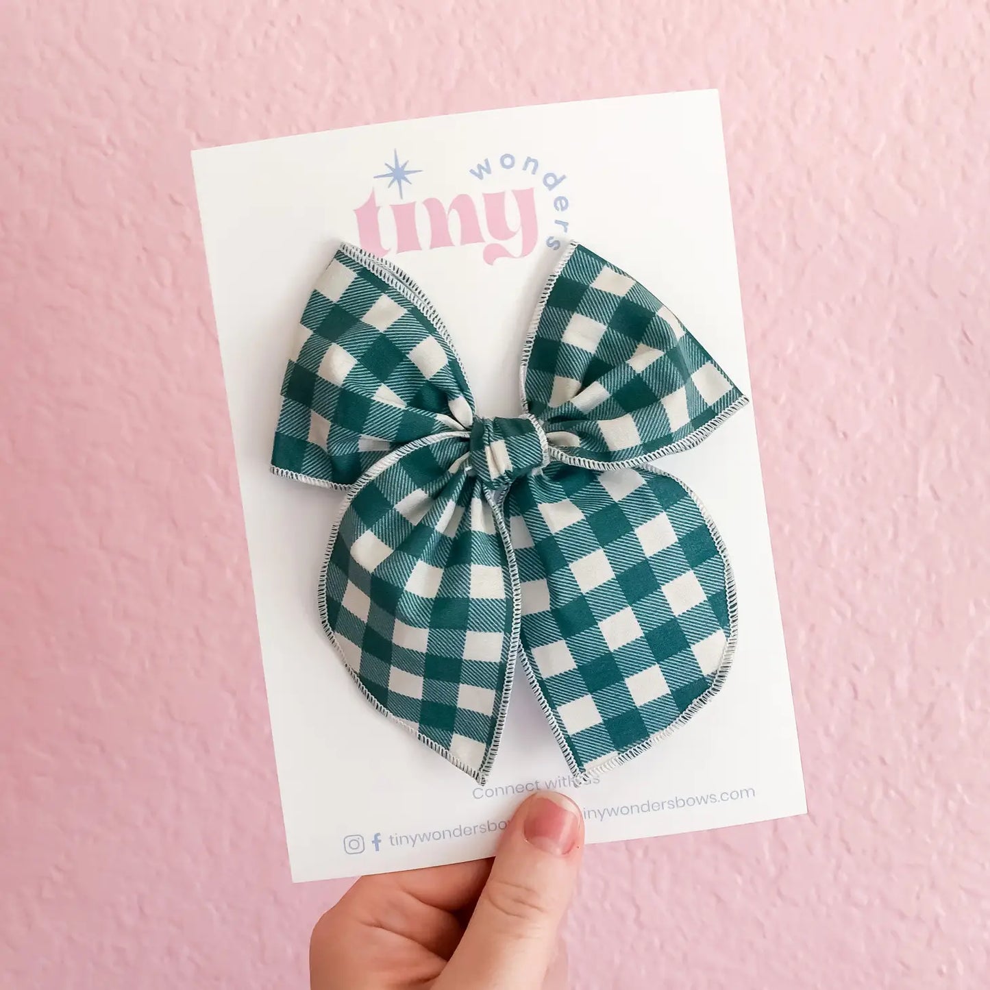 Tiny Wonders - Green Gingham Bow