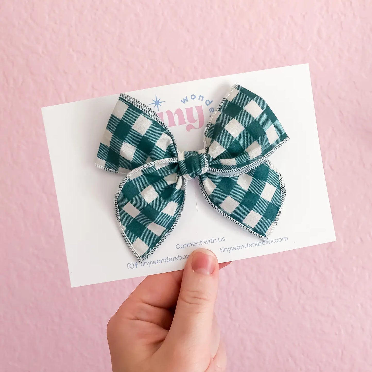 Tiny Wonders - Green Gingham Bow