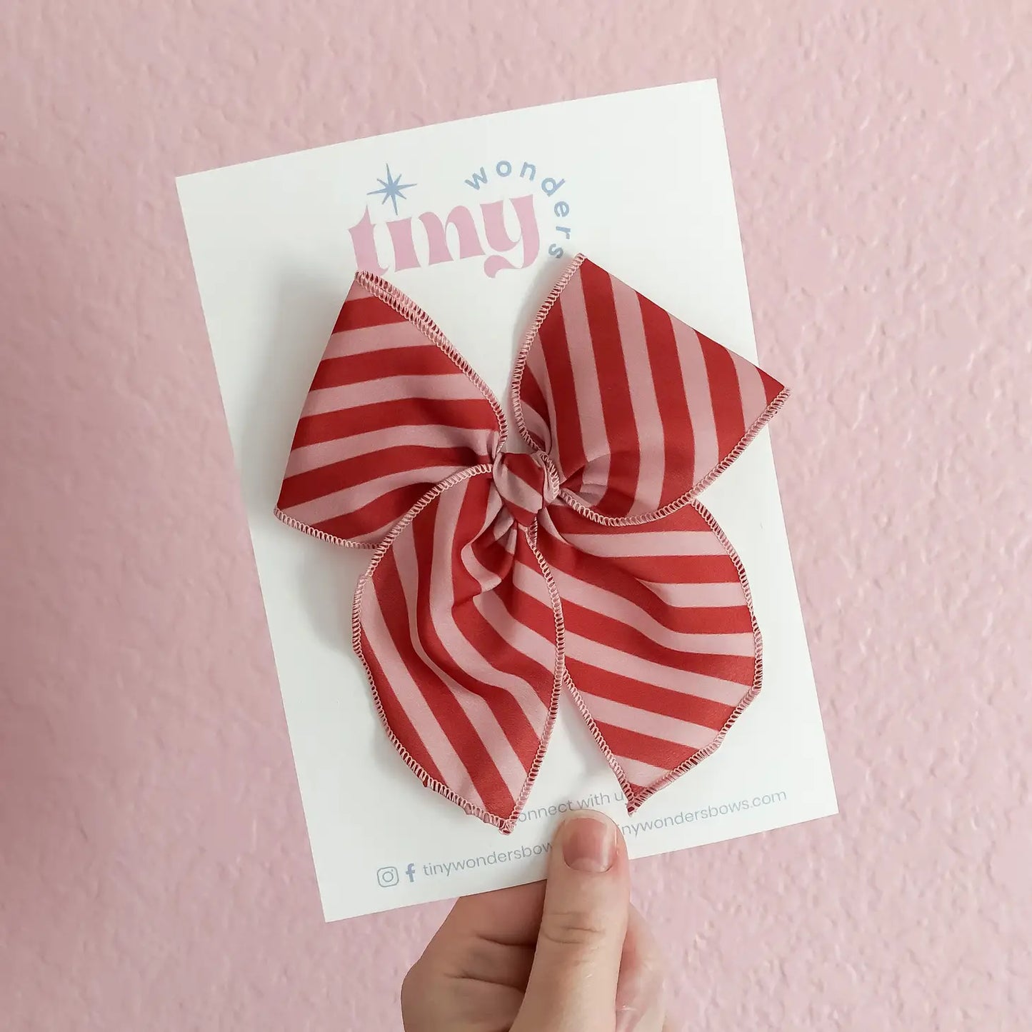 Tiny Wonders - Red And Pink Stripes Bow