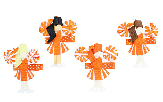 Beyond Creations - Orange & White Cheerleader Bow Clip