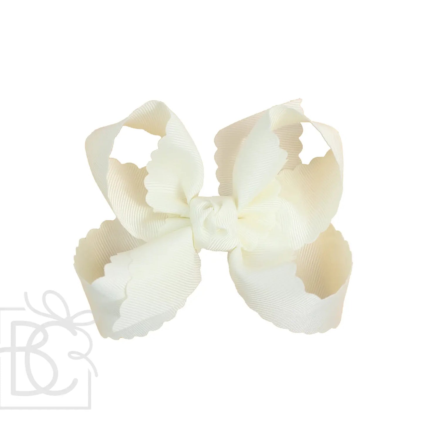 Beyond Creations 4.5” Large Scalloped Bow - Antique White