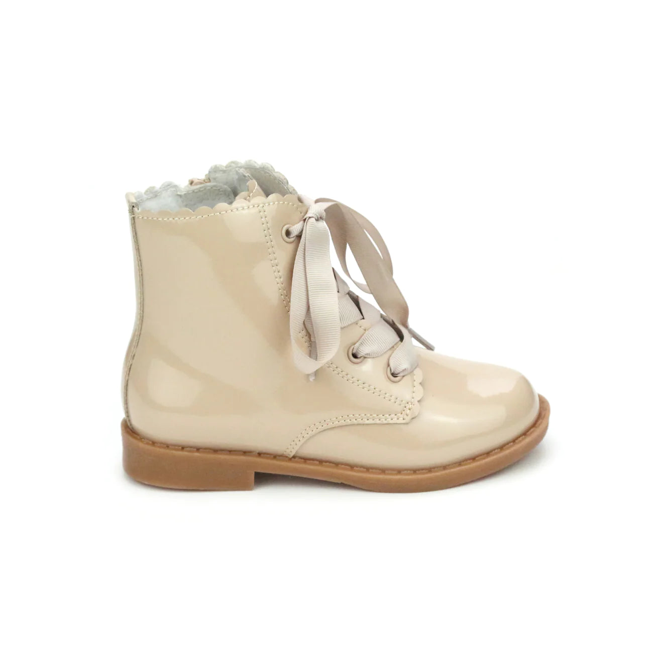 L’Amour Josephine Scalloped Boot - Patented Cream