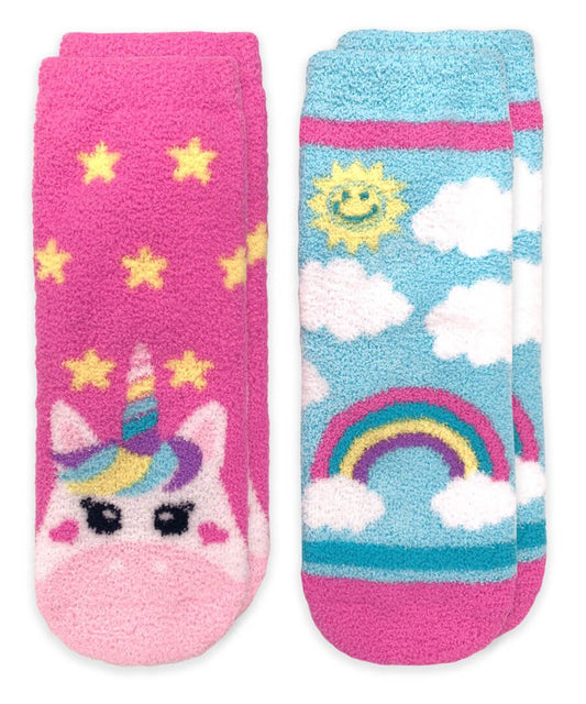 Jefferies Unicorn and Rainbow Fuzzy Non-skid socks - 2895