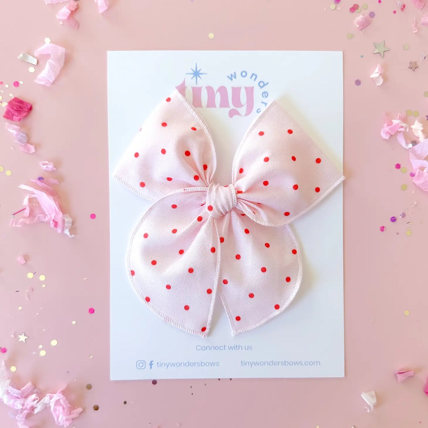 Tiny Wonders - Light Pink Bow With Red Dots