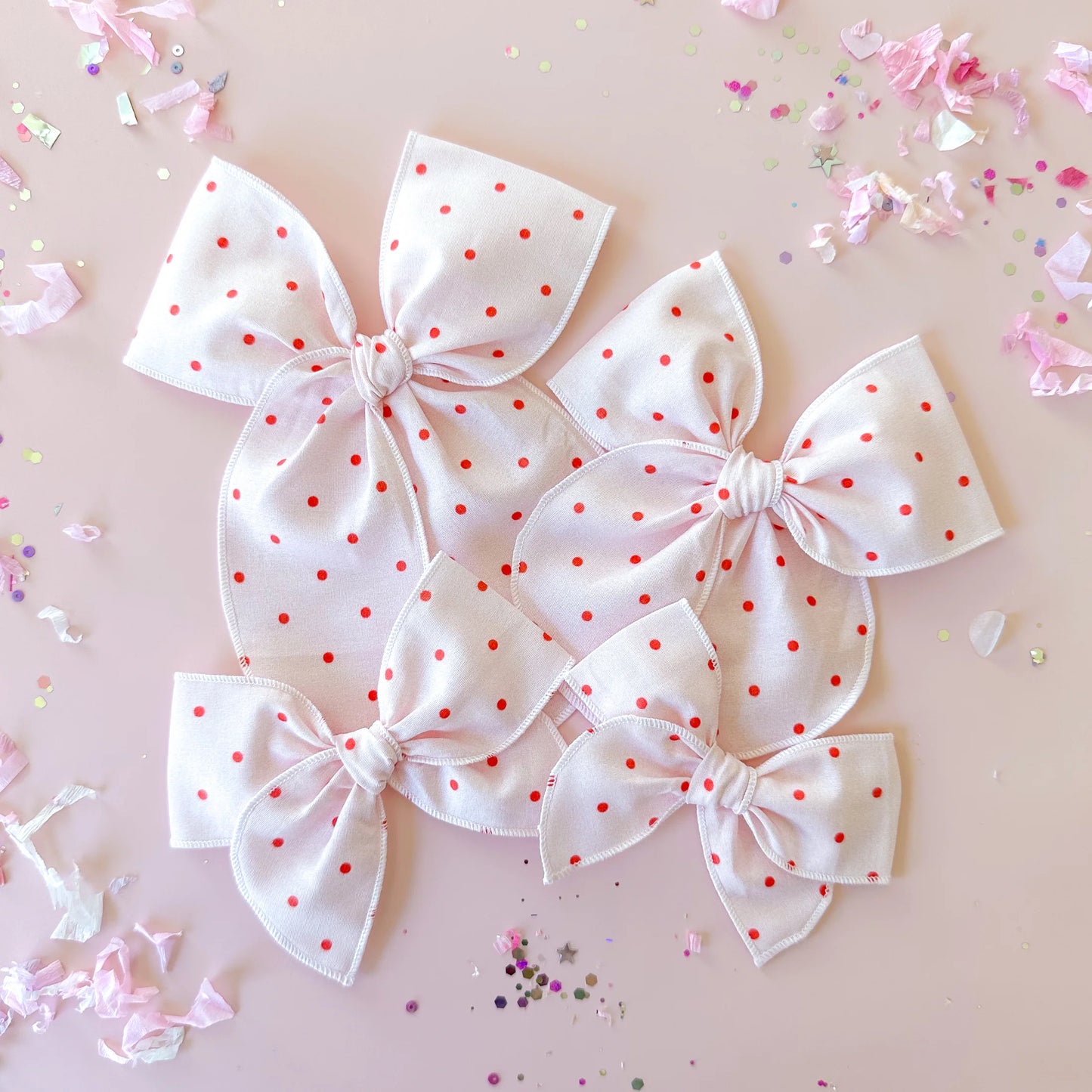 Tiny Wonders - Light Pink Bow With Red Dots