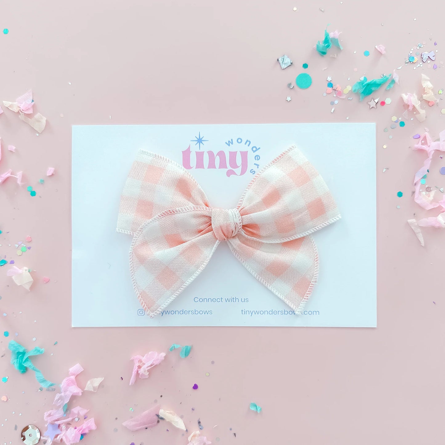 Tiny Wonders - Light Pink Gingham Bow