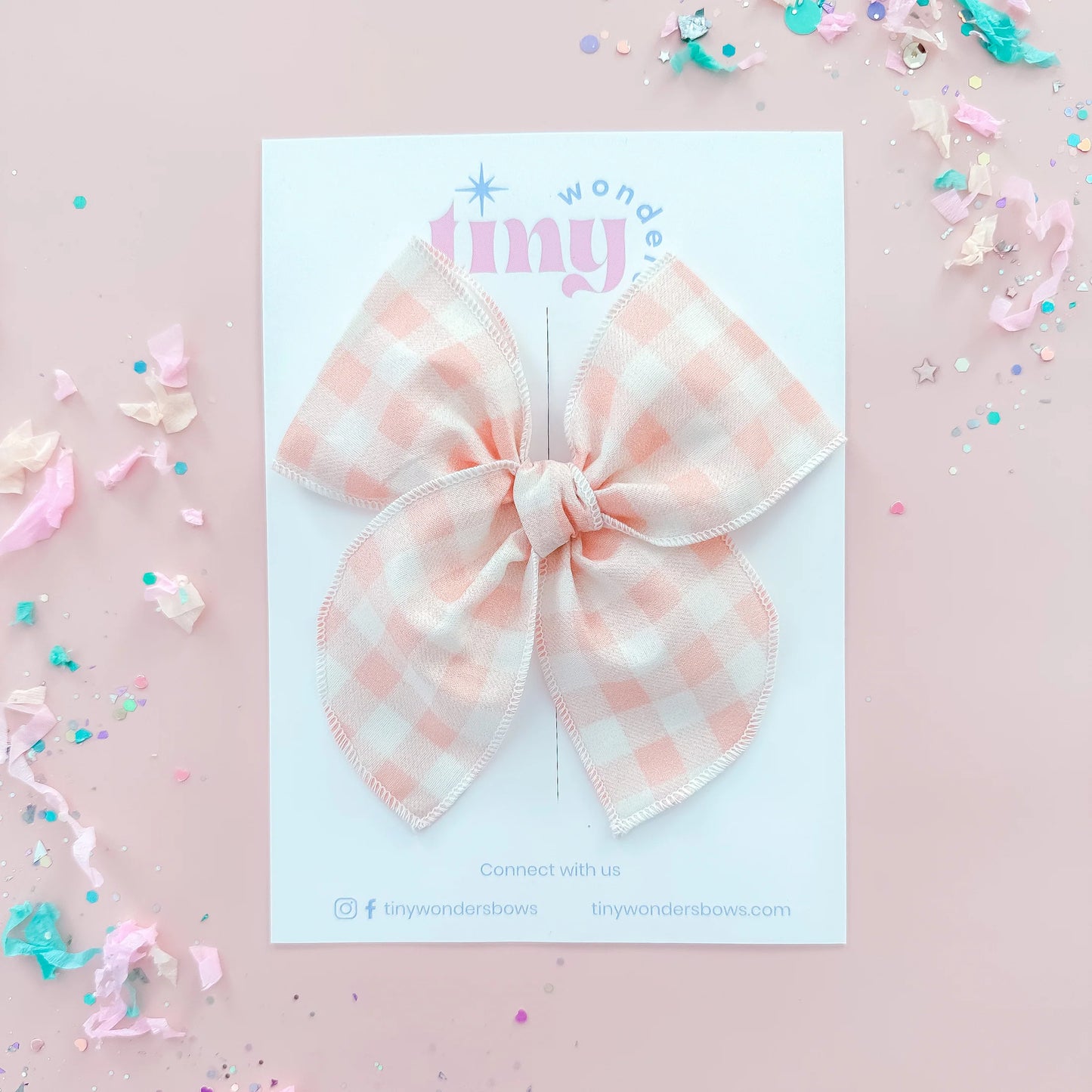 Tiny Wonders - Light Pink Gingham Bow