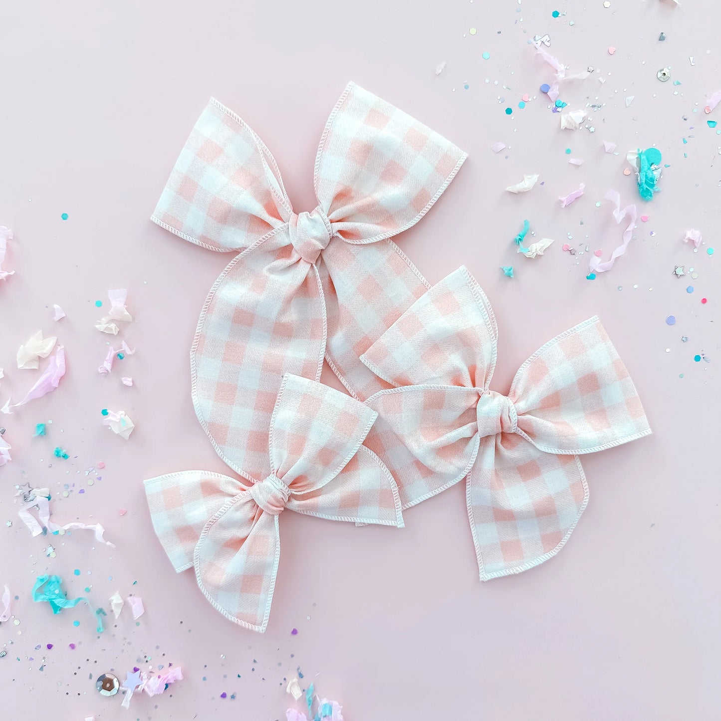 Tiny Wonders - Light Pink Gingham Bow