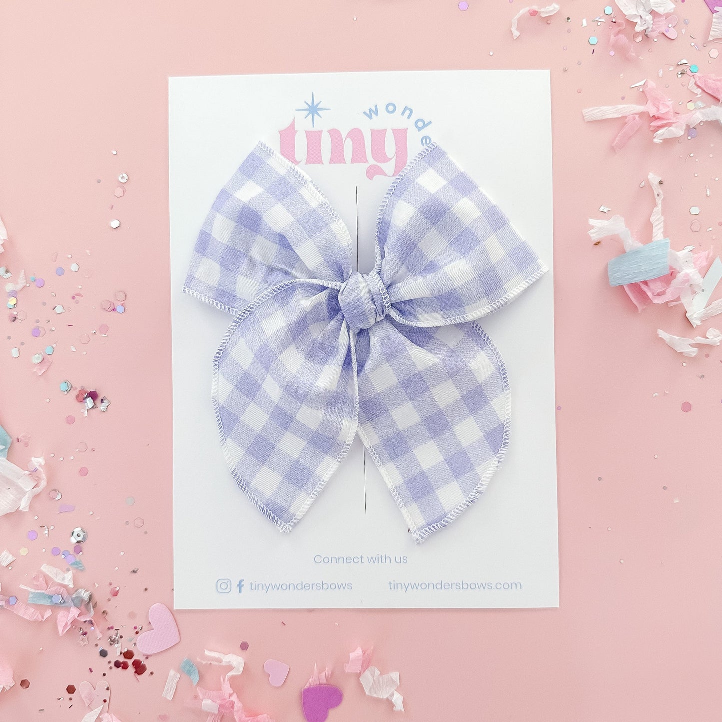 Tiny Wonders - Light Blue Gingham Bow