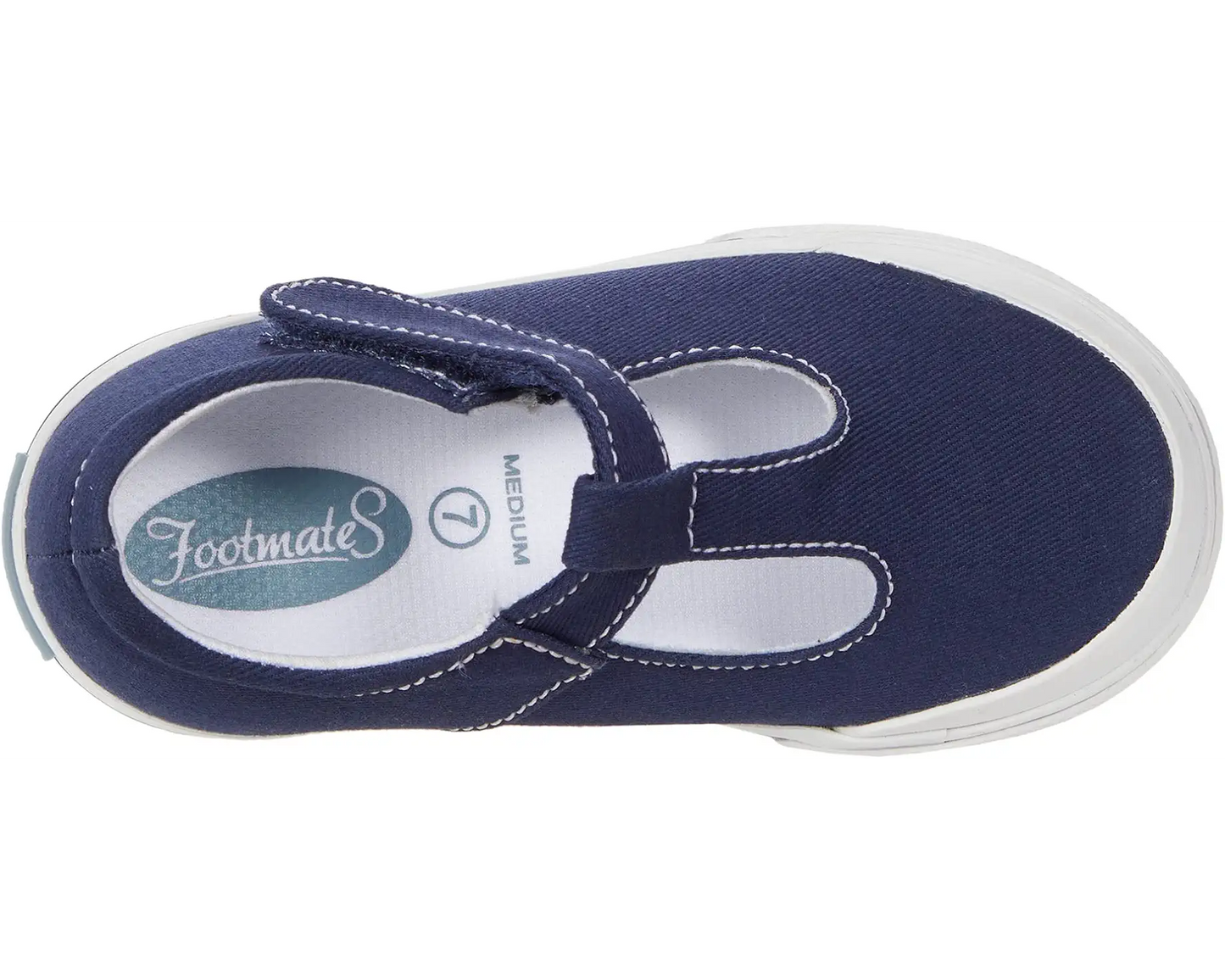 Footmates Drew- Navy Canvas T-Strap