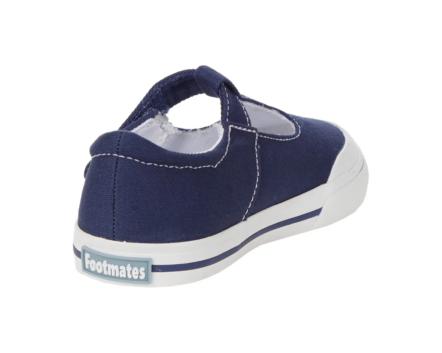 Footmates Drew- Navy Canvas T-Strap