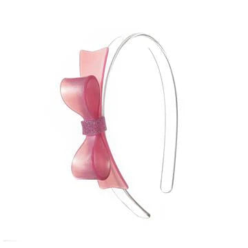 Lilies and Roses - Pink Satin Bow Tie Headband