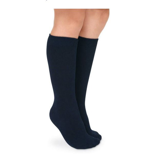 Jefferies Socks - Navy Cotton Knee High Socks - 2 pack Seamless Toe -1600