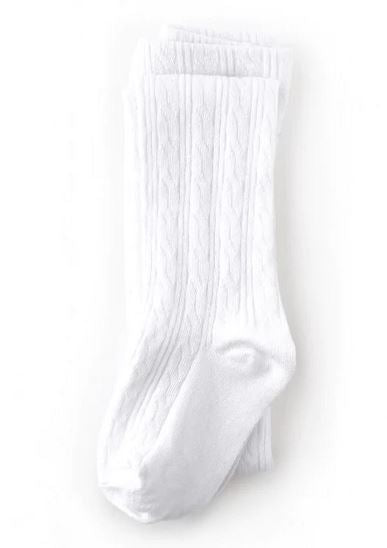 Little Stocking Co. - White Cable Knit Tights