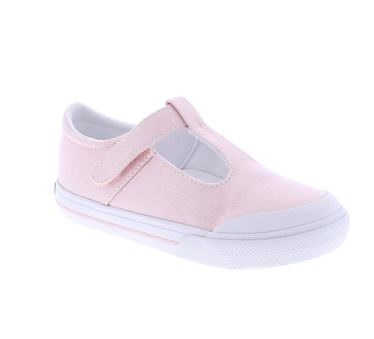 Footmates Drew- Pink Canvas T-Strap