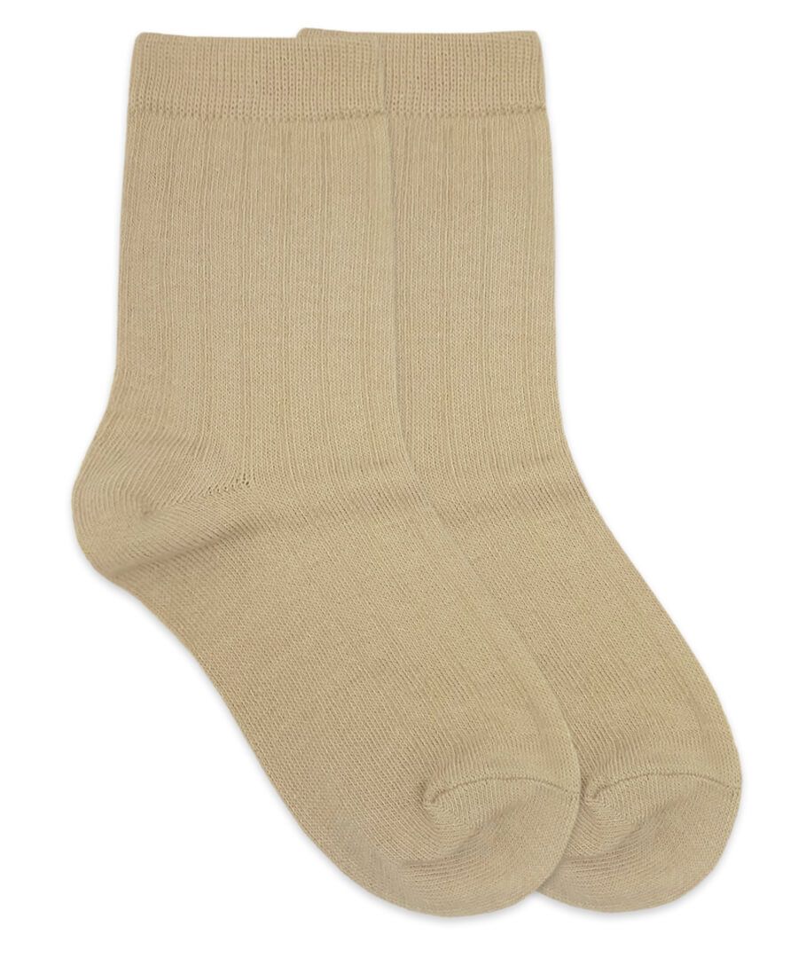 Jefferies Cotton Rib Crew Socks- 1 Pair -Khaki - 1158