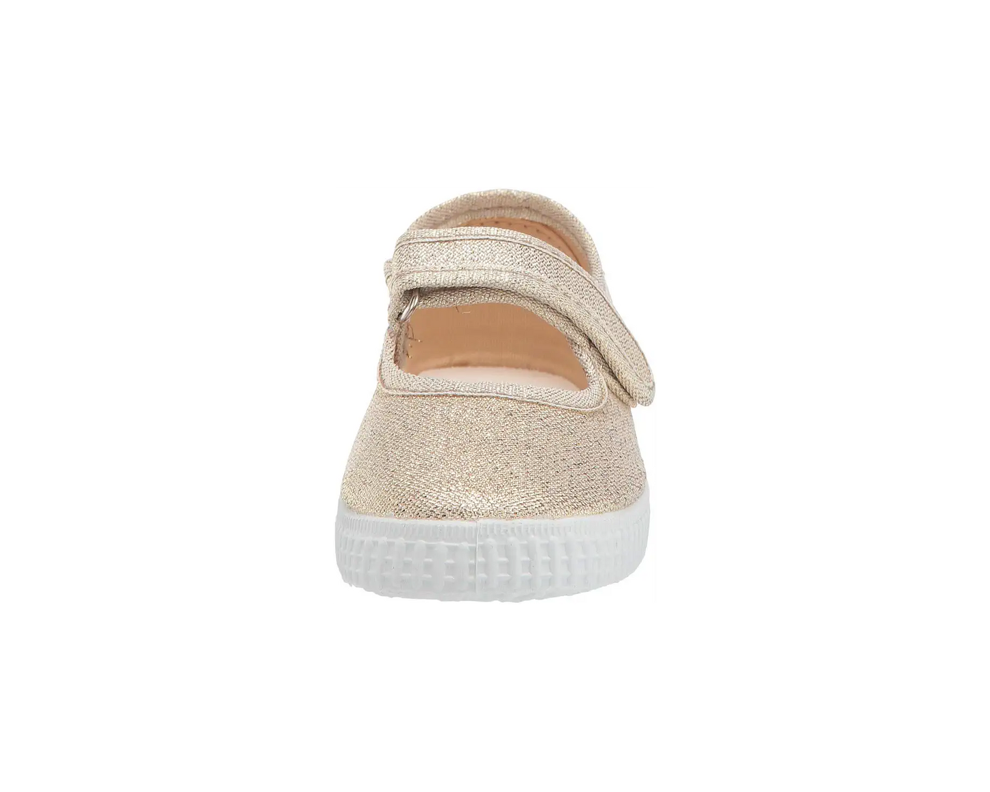 Cienta Velcro T-Strap - Gold Sparkle