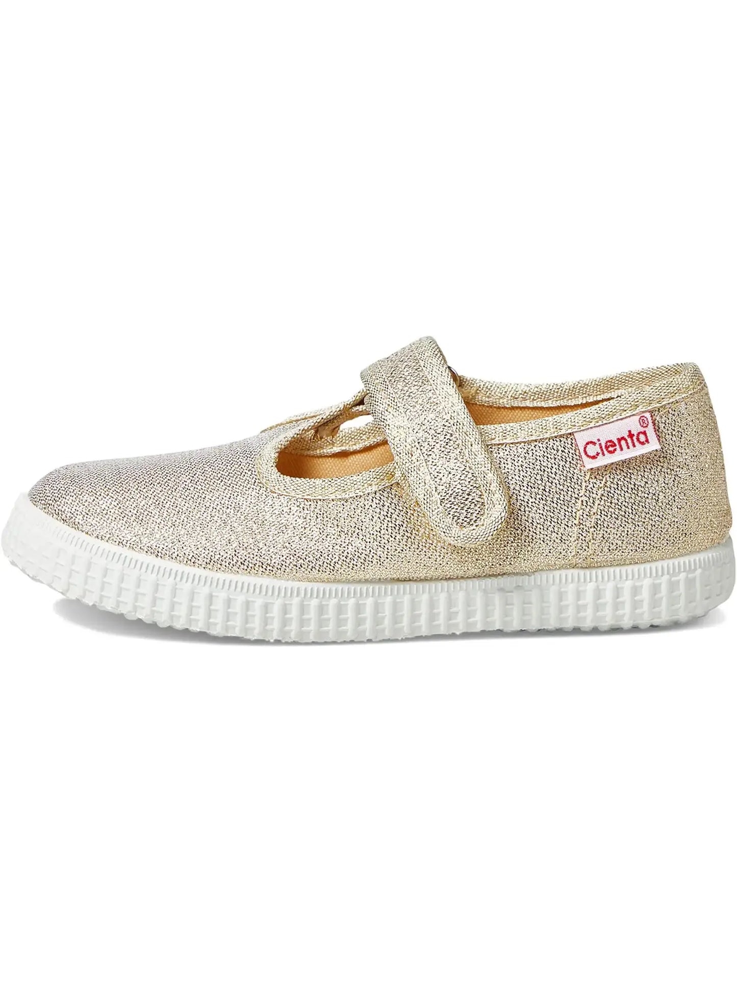 Cienta Velcro T-Strap - Gold Sparkle