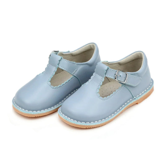 L’Amour Scalloped T-Strap F-500 - Dusty Blue