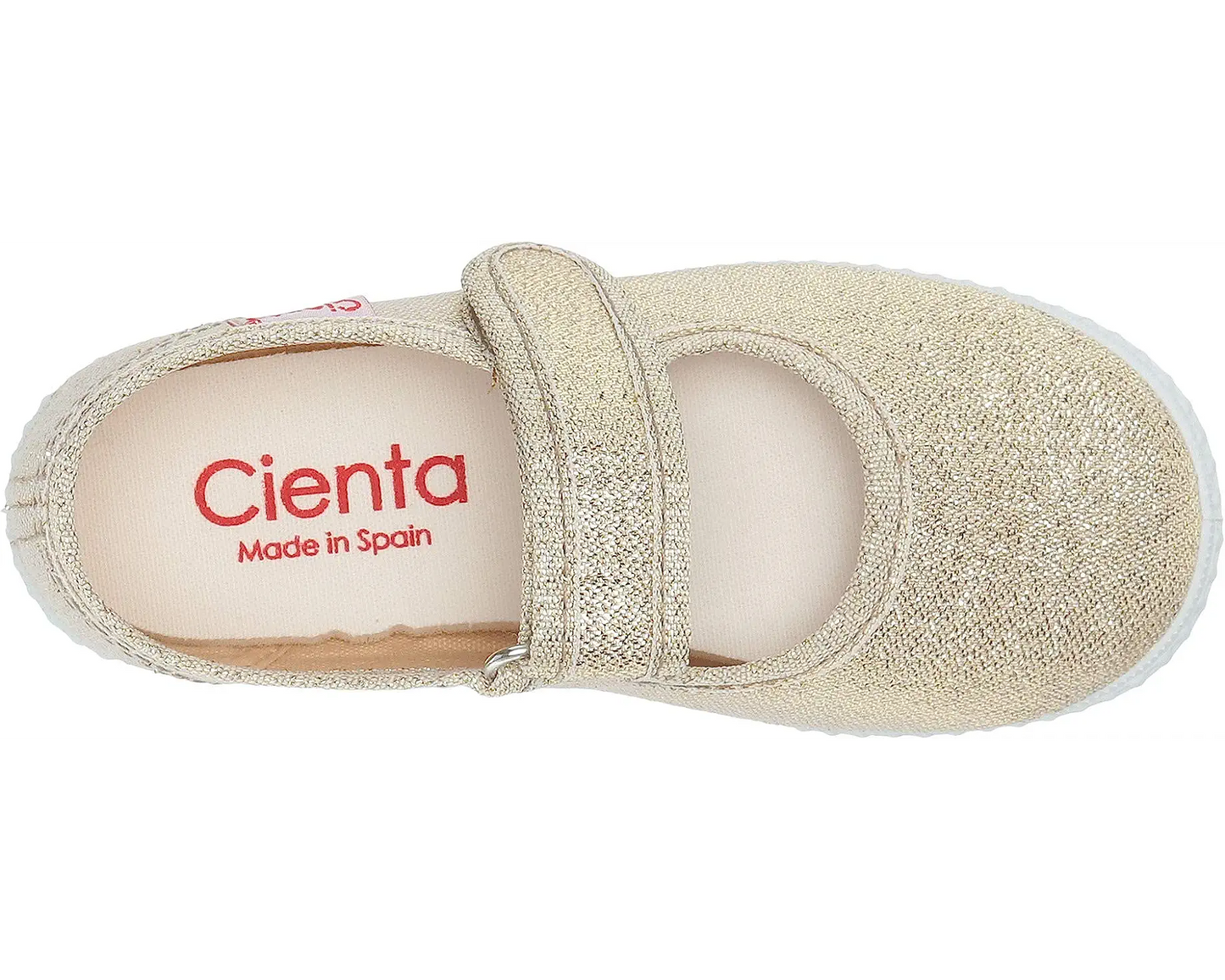 Cienta Velcro T-Strap - Gold Sparkle