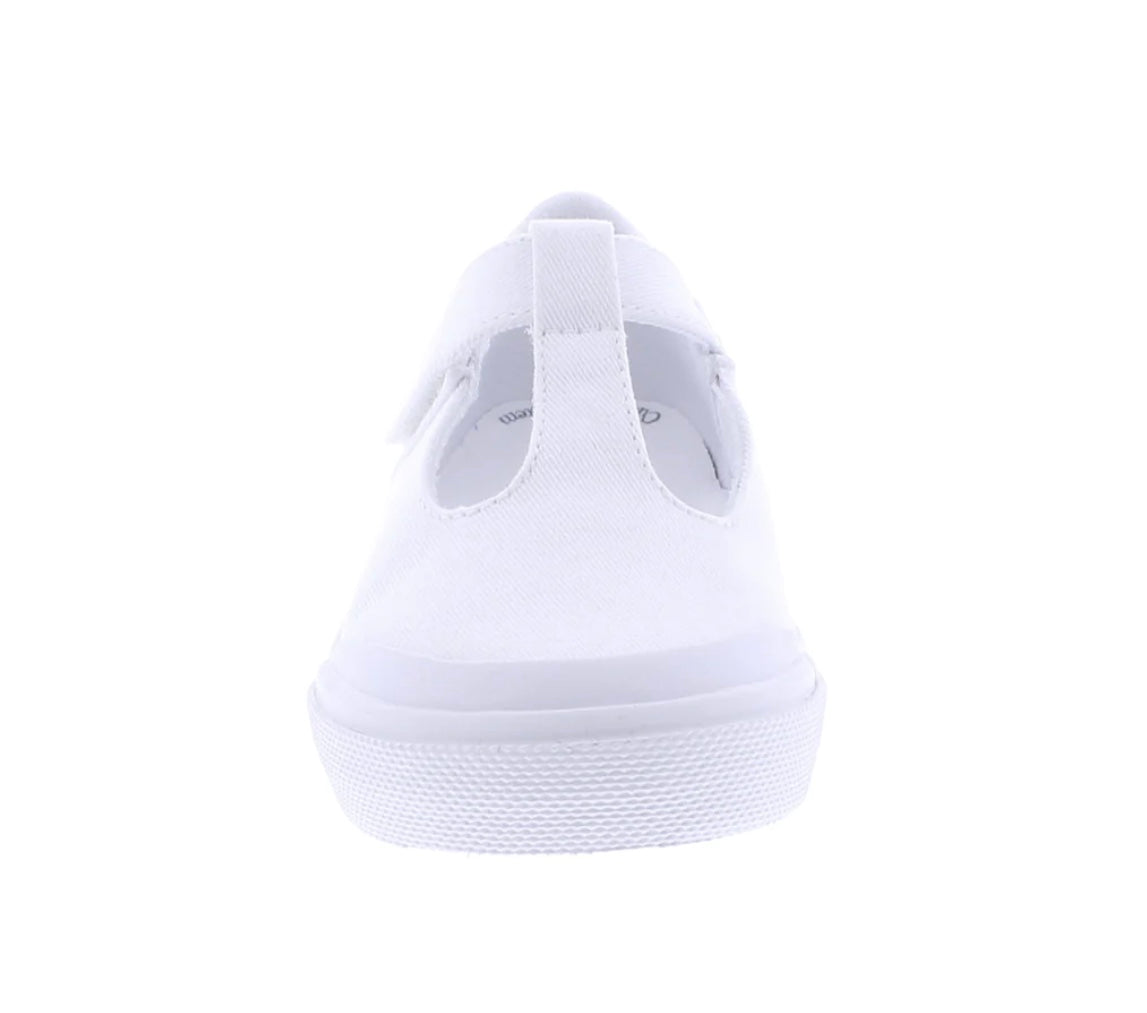 Footmates Drew- White Canvas T-Strap