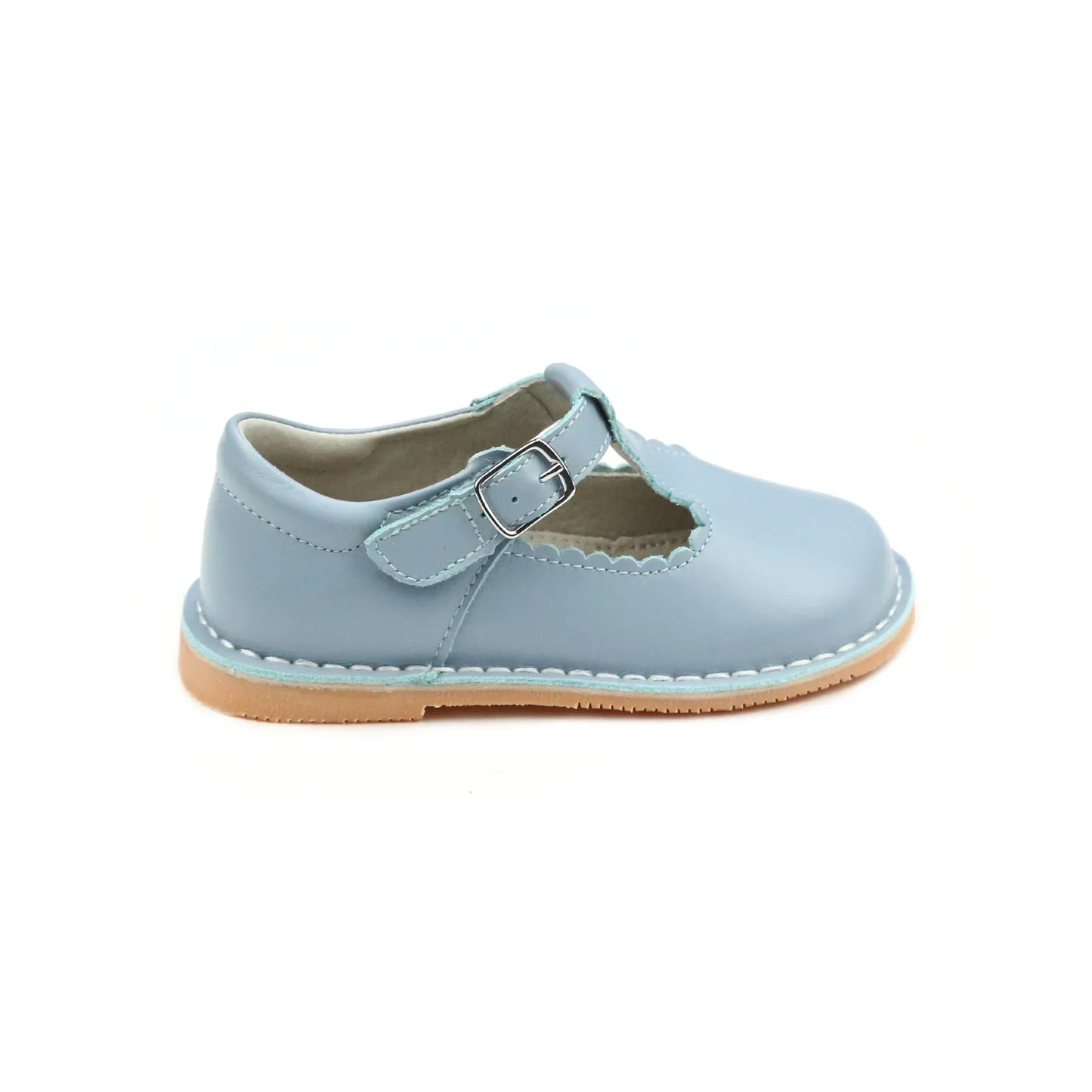 L’Amour Scalloped T-Strap F-500 - Dusty Blue