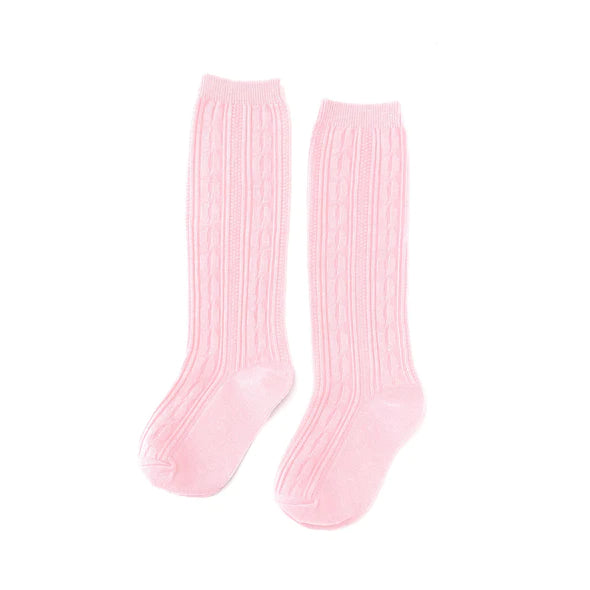 Little Stocking Co. Cable Knit Knee High Sock- Bubblegum