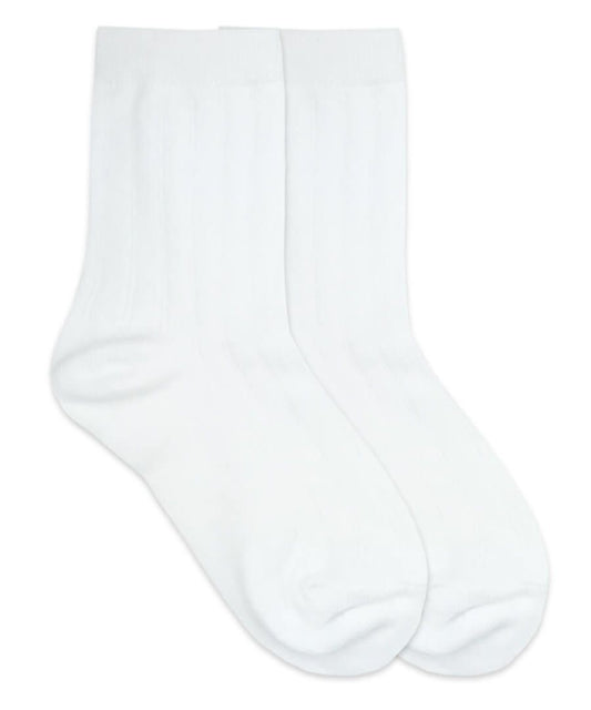 Jefferies Cotton Rib Crew Socks- 1 Pair - White - 1158